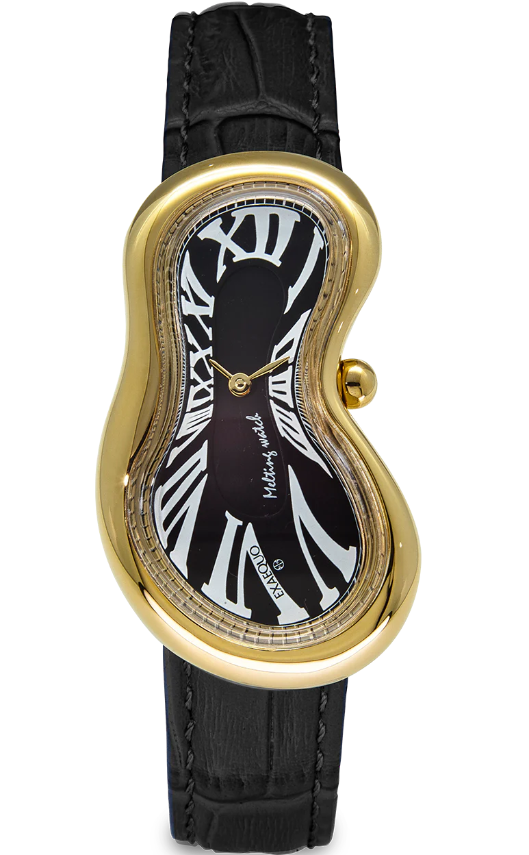 Exaequo Classic Melting Watch PVD Yellow Gold Black Dial Watch