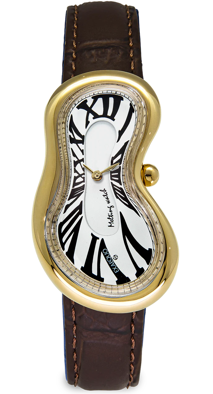 Exaequo Classic Melting Watch PVD Yellow Gold White Dial Watch
