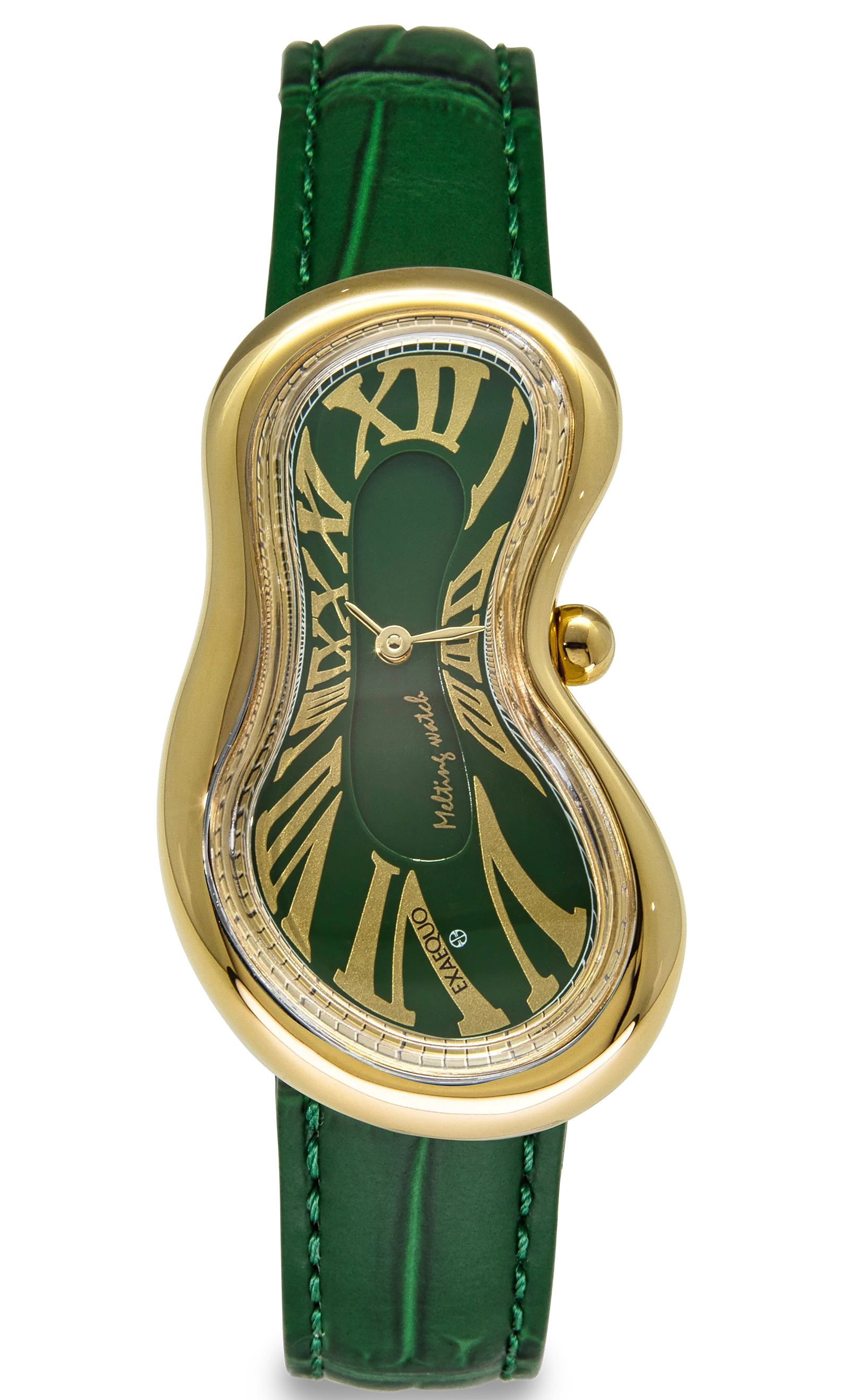 Exaequo Classic Melting Watch PVD Yellow Gold Green Dial Watch
