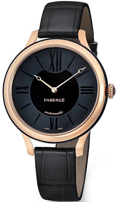 Faberge Flirt 18ct Rose Gold Black Dial Watch