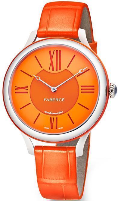 Faberge Flirt 18ct White Gold Orange Dial Watch