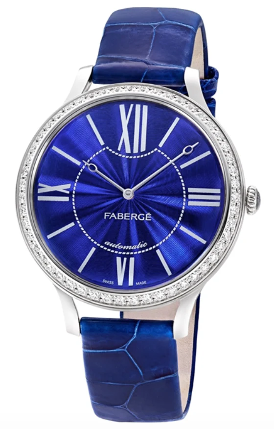 Faberge Watch Lady 18ct White Gold Blue Dial
