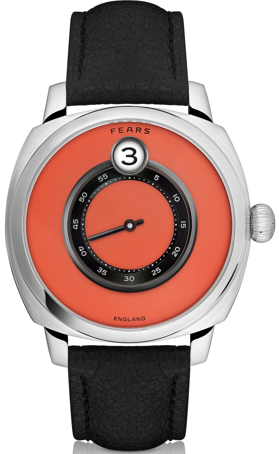 Fears Brunswick 40.5 Jump Hour Coral Lacquer Leather Watch
