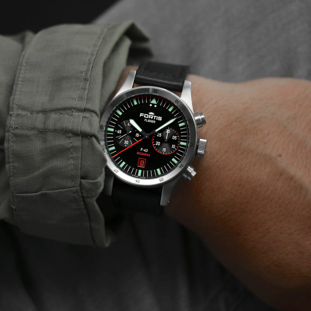 Fortis Flieger F-43 Bicompax On Aviator Strap Watch - Image 9