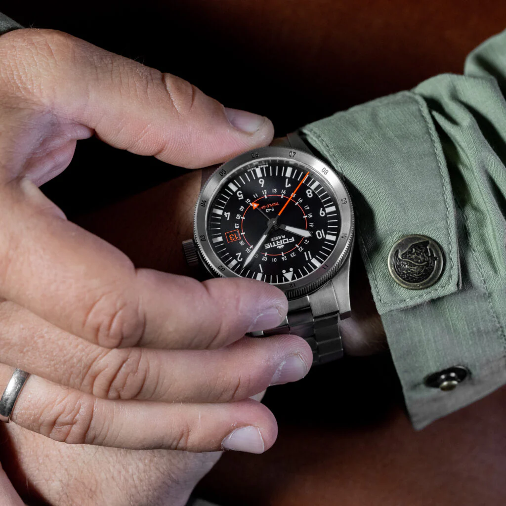 Fortis Flieger F-43 Triple GMT On Block Bracelet Watch - Image 9