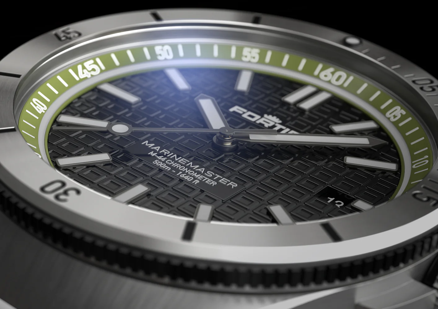 Fortis Marinemaster M 44 Woodpecker Green Bracelet Watch - Image 9