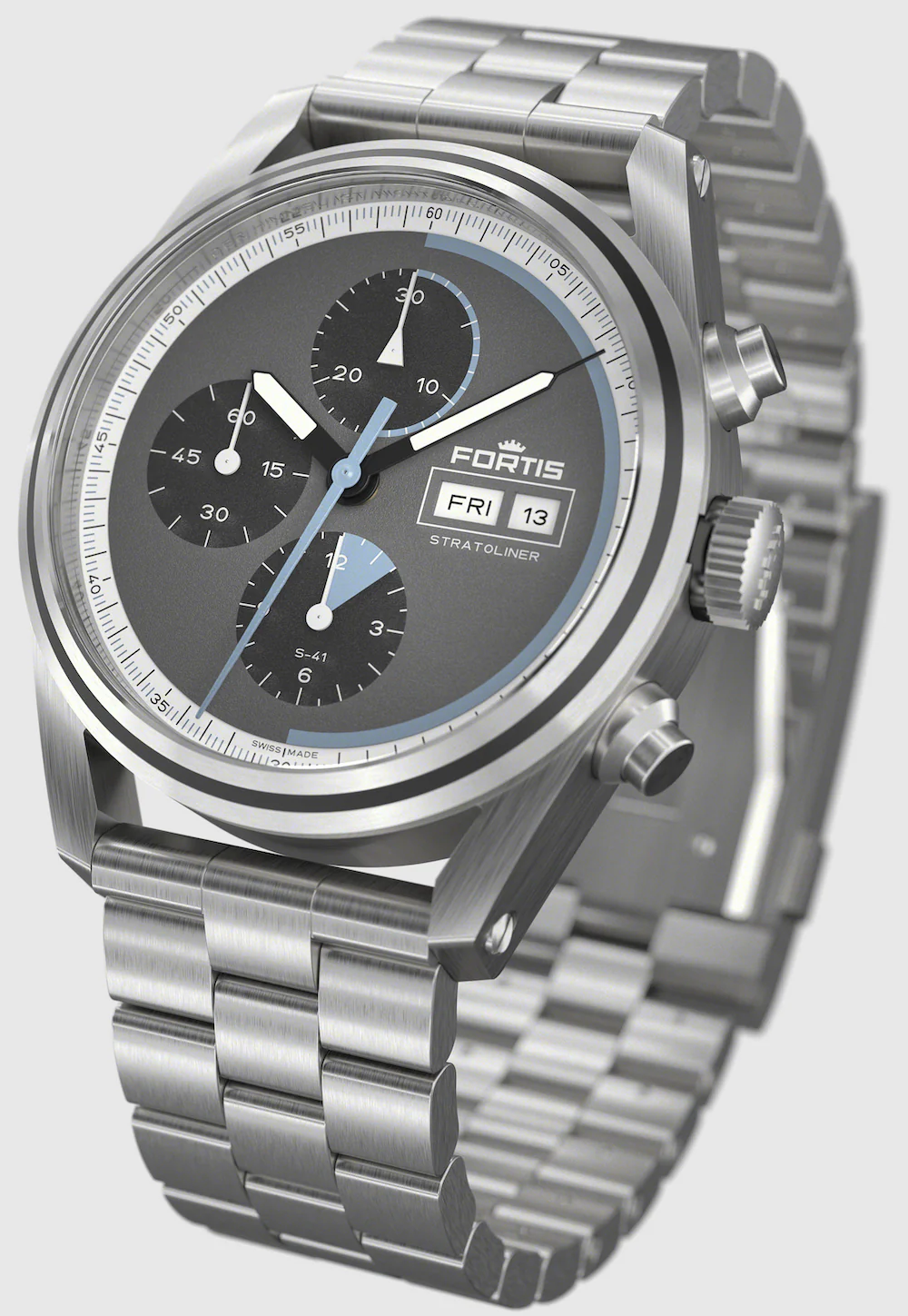 Fortis Stratoliner Cosmic Grey Bracelet Watch - Image 4