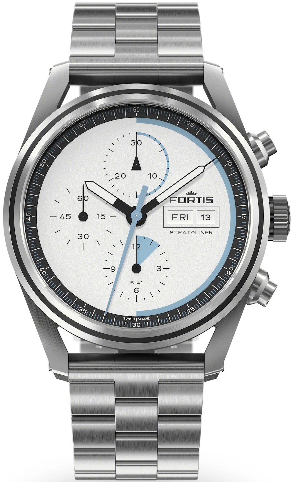 Fortis Stratoliner White Dust Bracelet Watch
