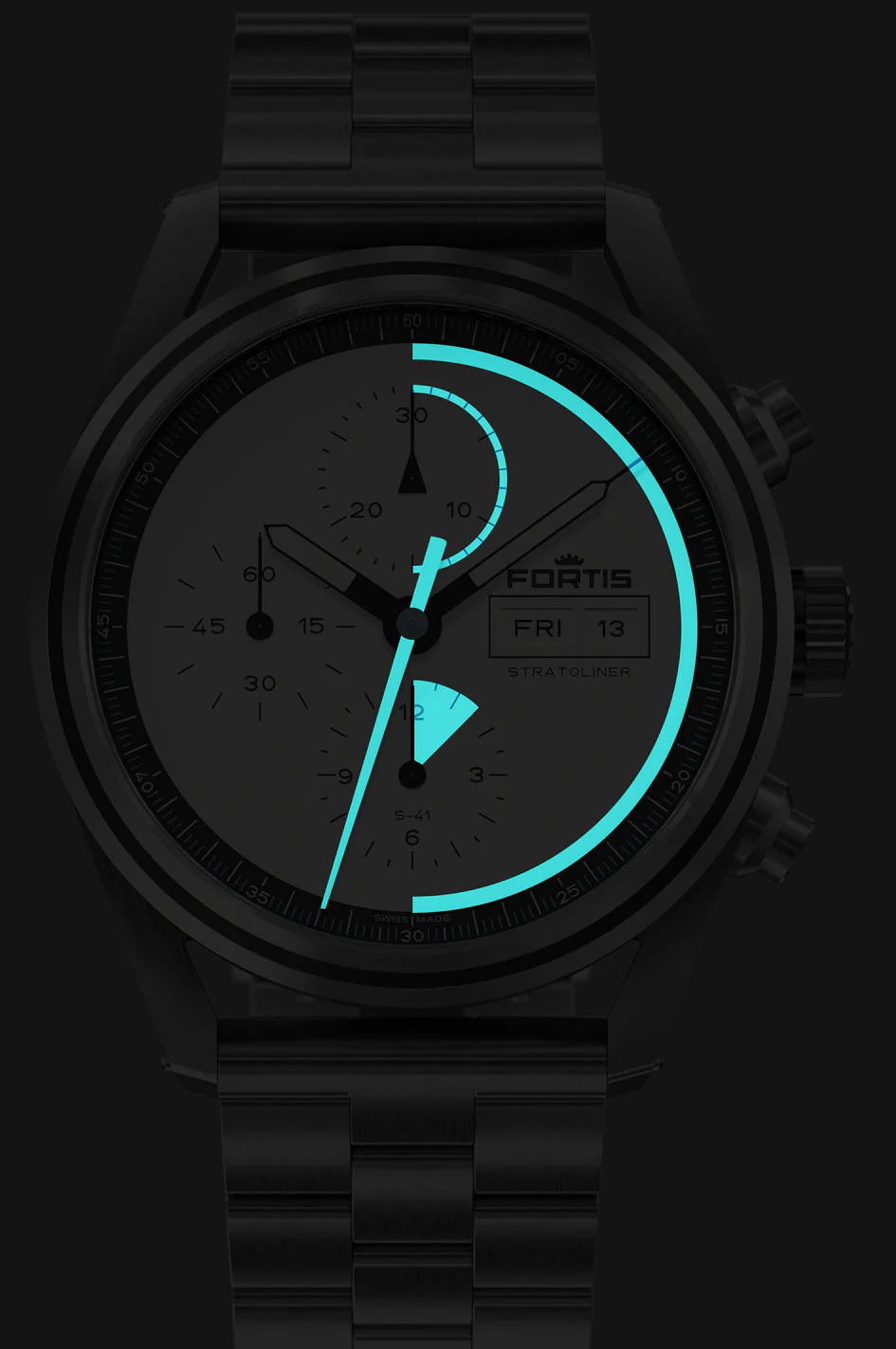Fortis Stratoliner White Dust Bracelet Watch - Image 3