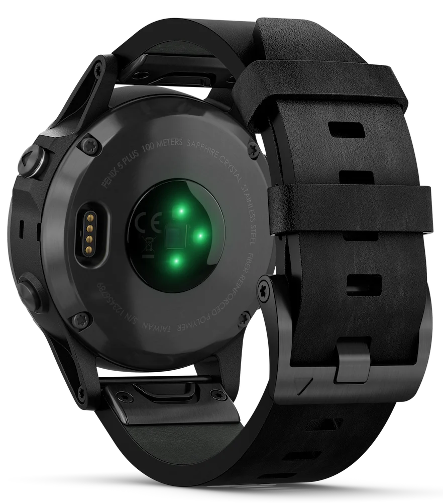 Garmin Watch Fenix 5 Plus Sapphire Black Leather Band D - Image 3