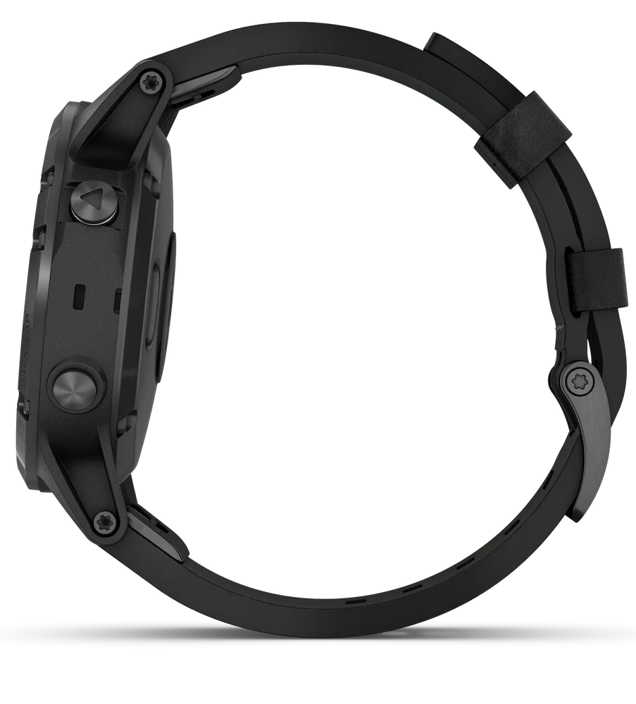 Garmin Watch Fenix 5 Plus Sapphire Black Leather Band D - Image 4