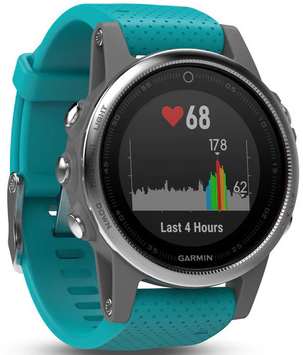 Garmin Watch Fenix 5S Silver Turquoise Band - Image 2