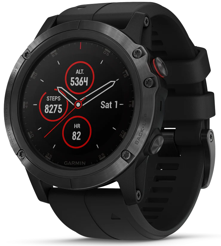 Garmin Watch Fenix 5X Plus Sapphire Black With Black Band D