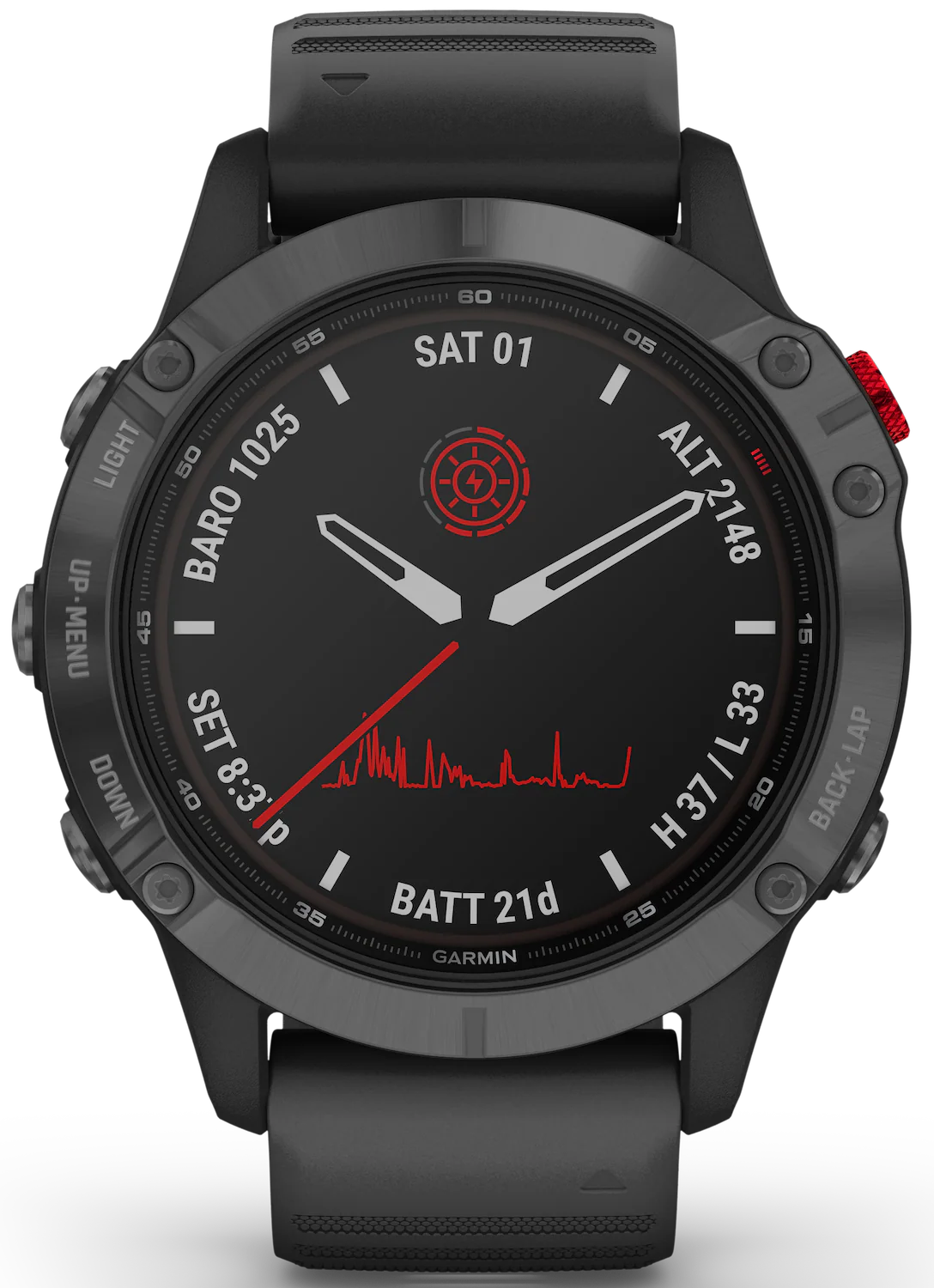Garmin Watch Fenix 6 Pro Solar Slate Grey With Black Band D - Image 2