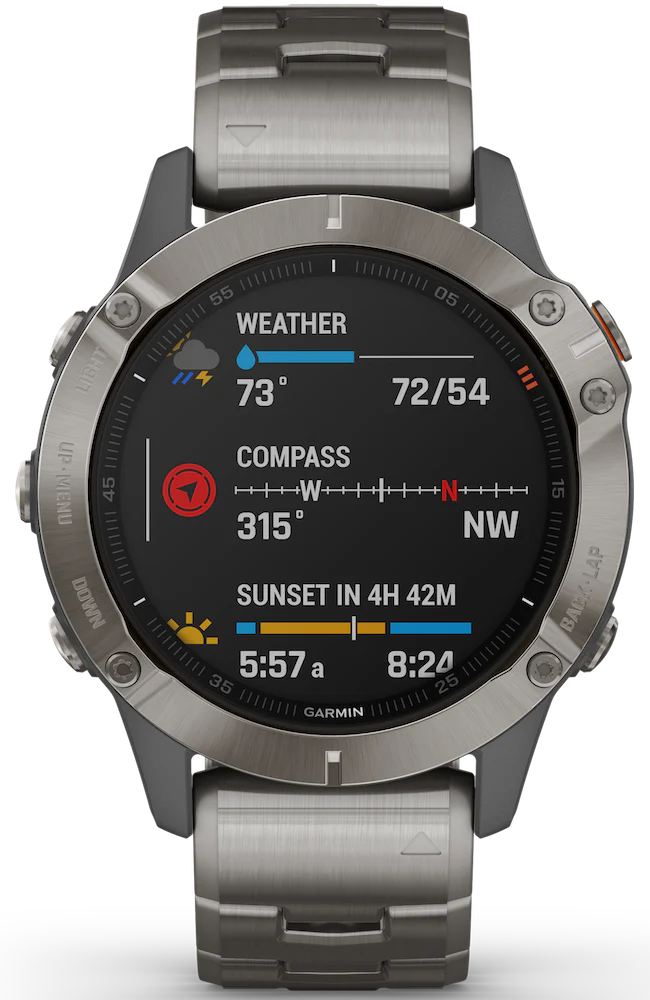Garmin Watch Fenix 6 Sapphire Titanium Grey Titanium Band D - Image 4