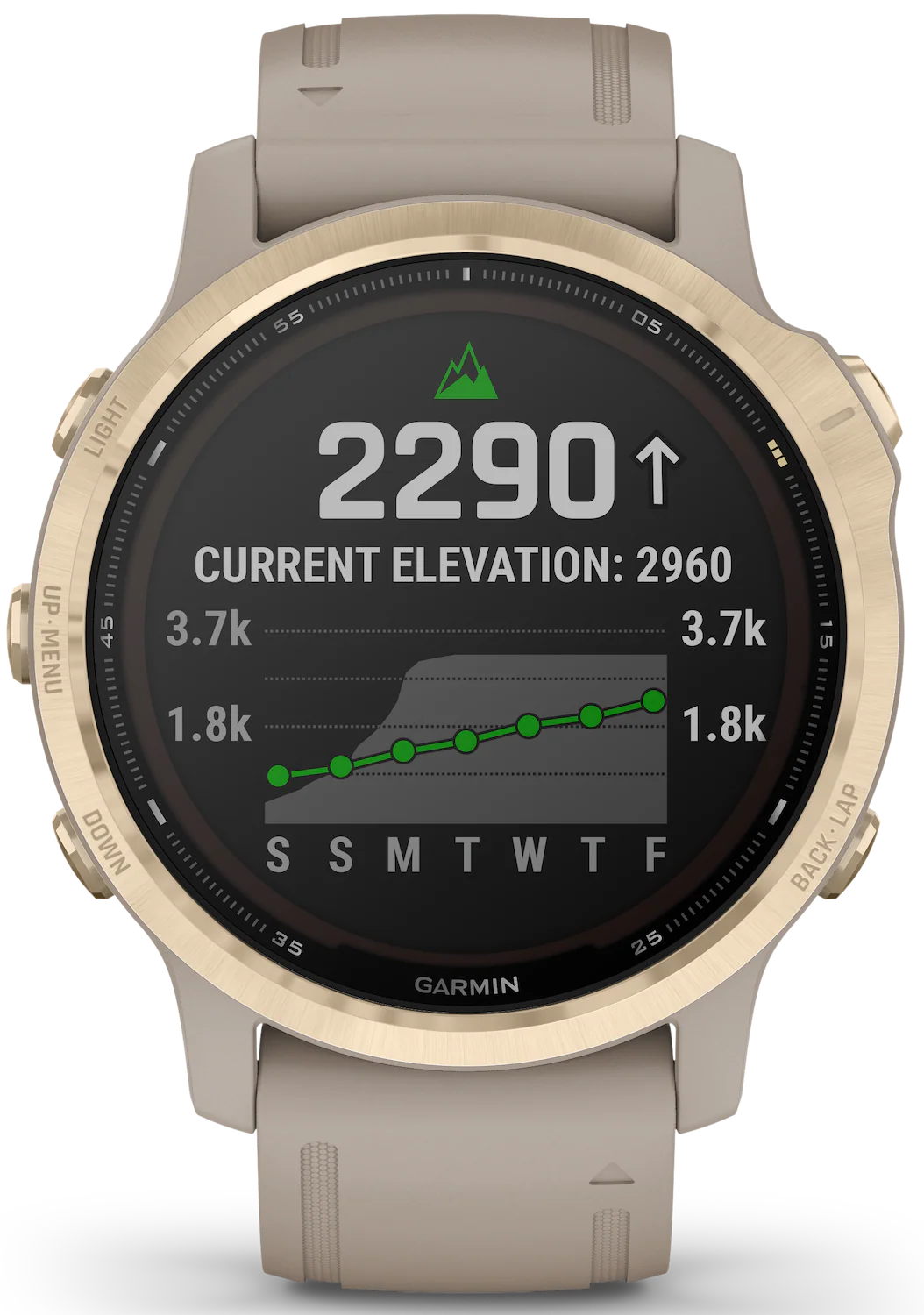 Garmin Watch Fenix 6S Pro Solar Light Gold With Light Sand Band - Image 2