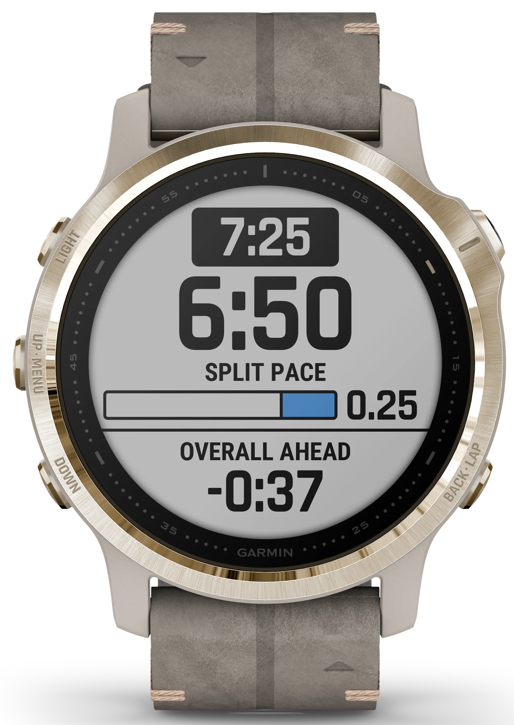 Garmin Watch Fenix 6S Sapphire Light Gold Shale Suede Band D - Image 4