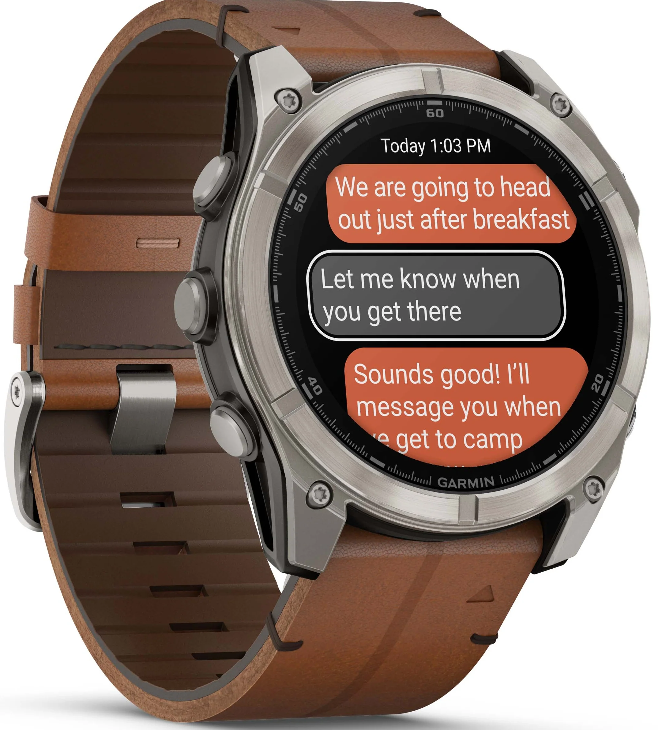 Garmin Fenix 8 51mm Sapphire AMOLED Titanium Chestnut Leather Band Watch - Image 10