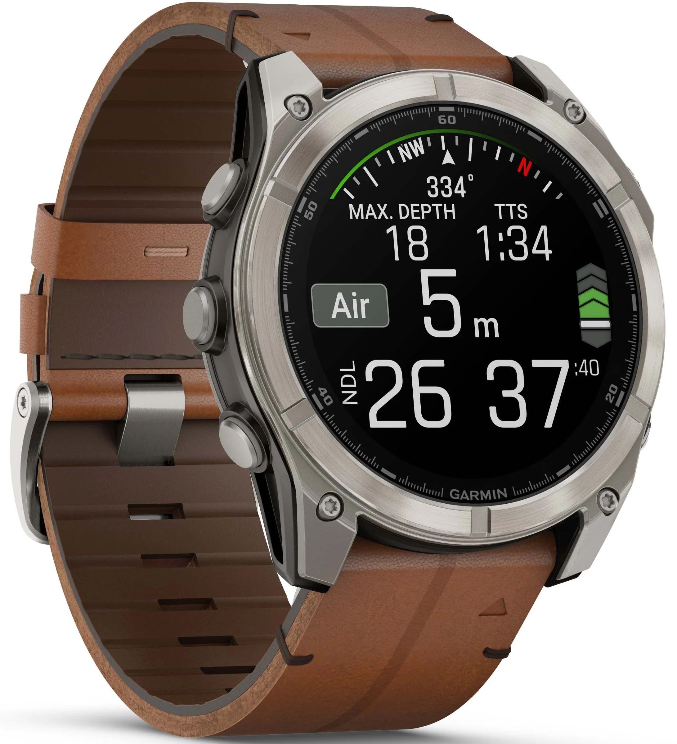 Garmin Fenix 8 51mm Sapphire AMOLED Titanium Chestnut Leather Band Watch - Image 9