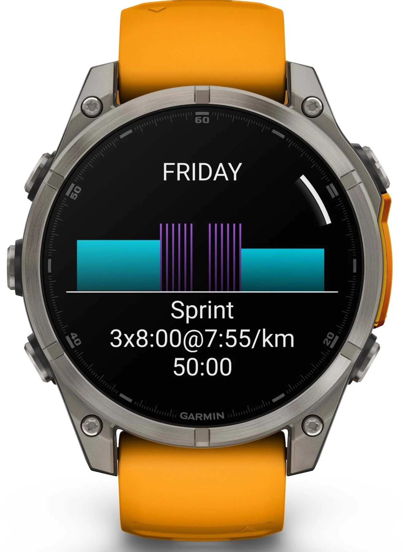 Garmin Fenix 8 47mm Sapphire AMOLED Titanium Spark Orange Graphite Silicone Watch - Image 4
