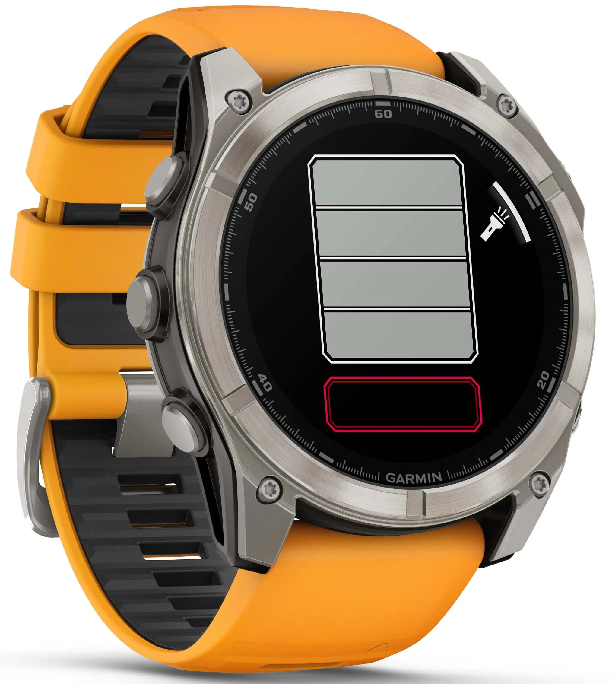 Garmin Fenix 8 51mm Sapphire AMOLED Graphite Spark Orange Titanium Silicone Watch - Image 9