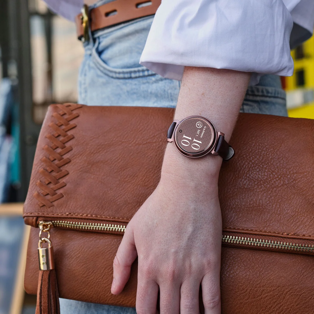 Garmin Lily 2 Classic Dark Bronze & Mulberry Leather Watch - Image 10