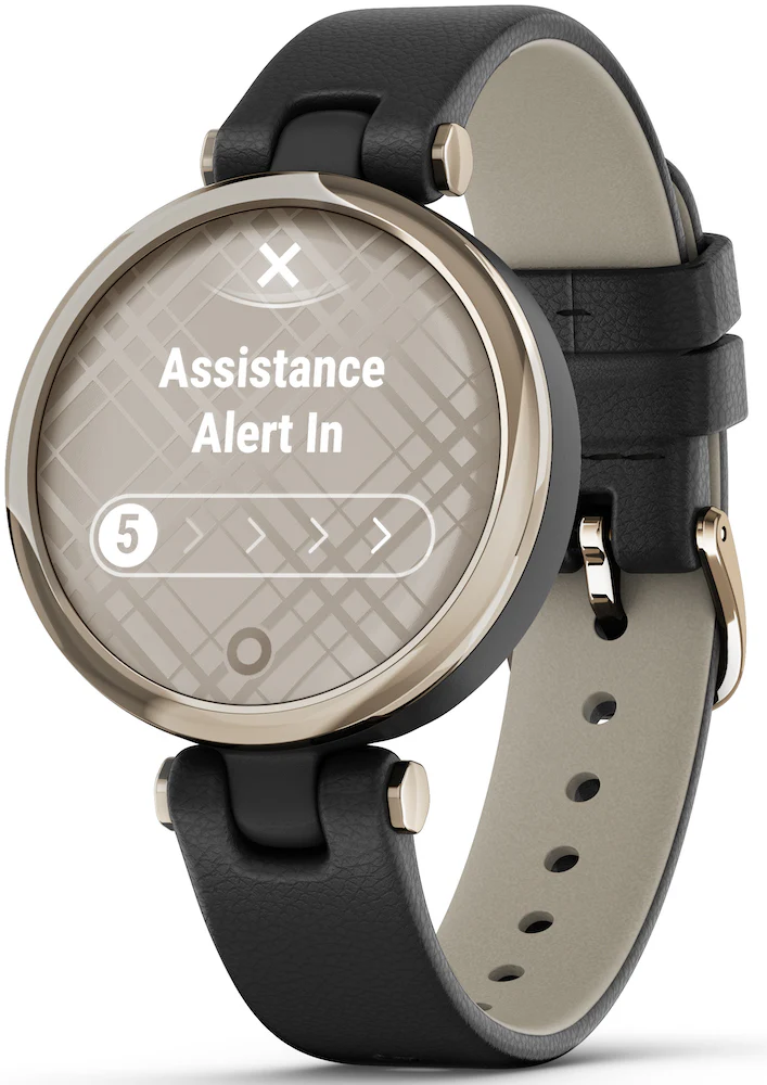 Garmin Lily Cream Gold Black Case and Italian Leather Band