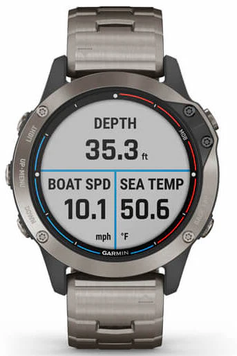 Garmin Watch Quatix 6 Sapphire Titanium Grey Titanium Band Smartwatch - Image 3