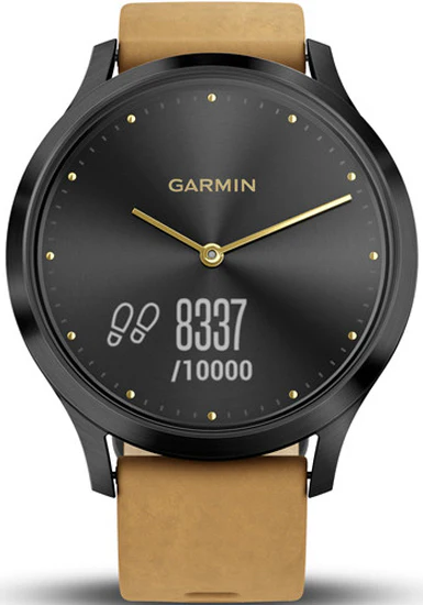 Garmin Watch Vivomove HR Onyx Black with Tan Suede Band D - Image 2