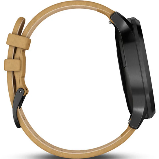Garmin Watch Vivomove HR Onyx Black with Tan Suede Band D - Image 4