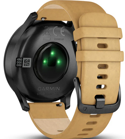 Garmin Watch Vivomove HR Onyx Black with Tan Suede Band D - Image 5