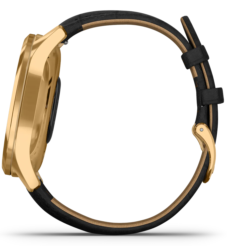 Garmin Watch Vivomove Luxe Gold PVD Black Embossed Leather - Image 2