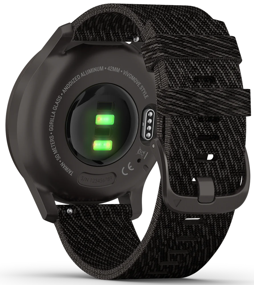 Garmin Vivomove Style Graphite Aluminium Case Black Pepper Nylon - Image 2