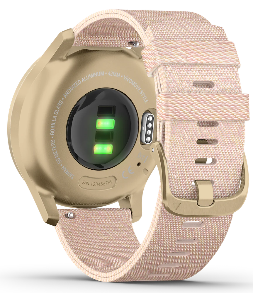 Garmin Vivomove Style Light Gold Aluminium Case Blush Pink Nylon D - Image 4