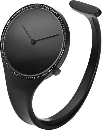 Georg Jensen Watch Vivianna Bangle Black Dial Diamond Bezel Large