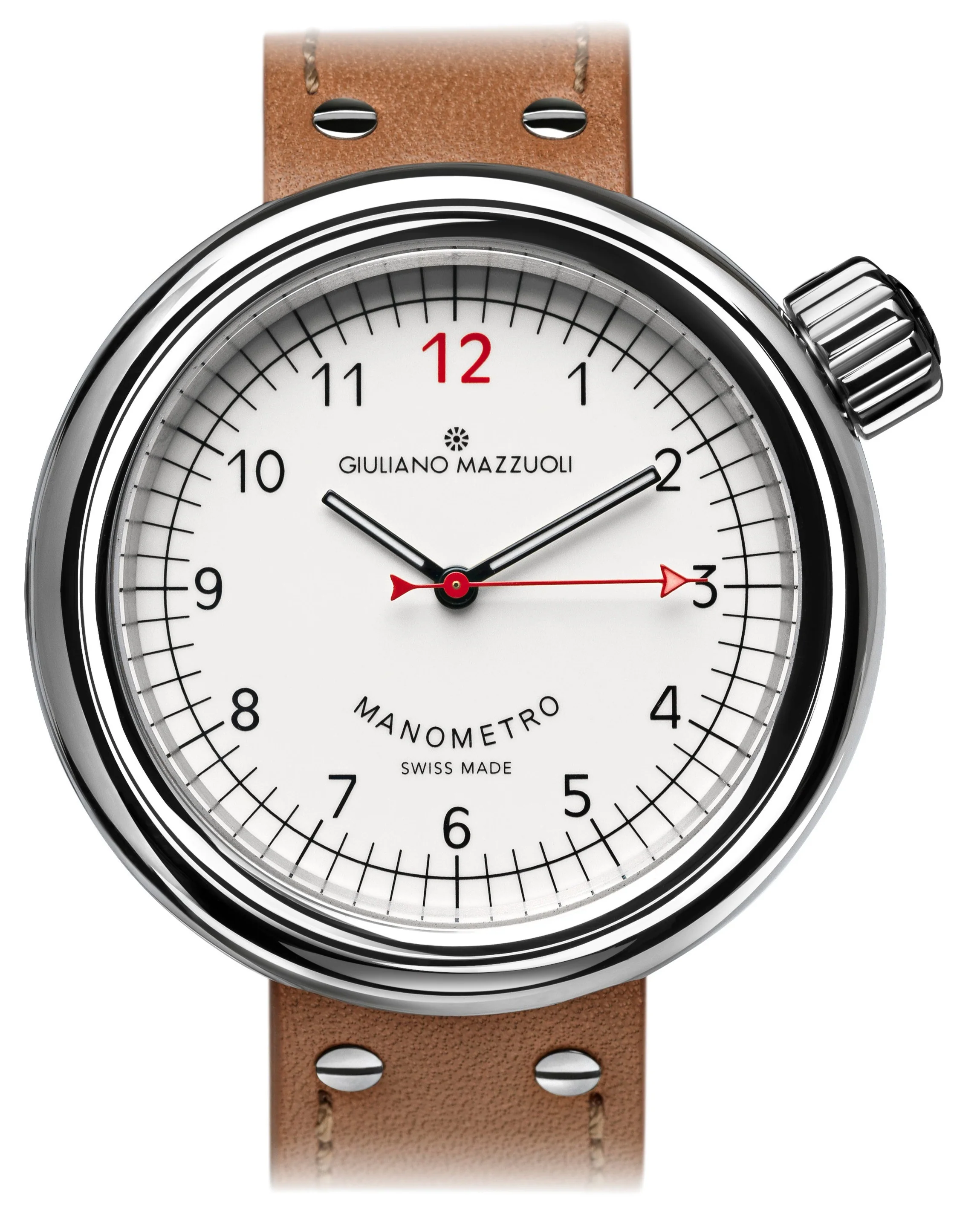 Giuliano Mazzuoli Manometro Polished White Watch