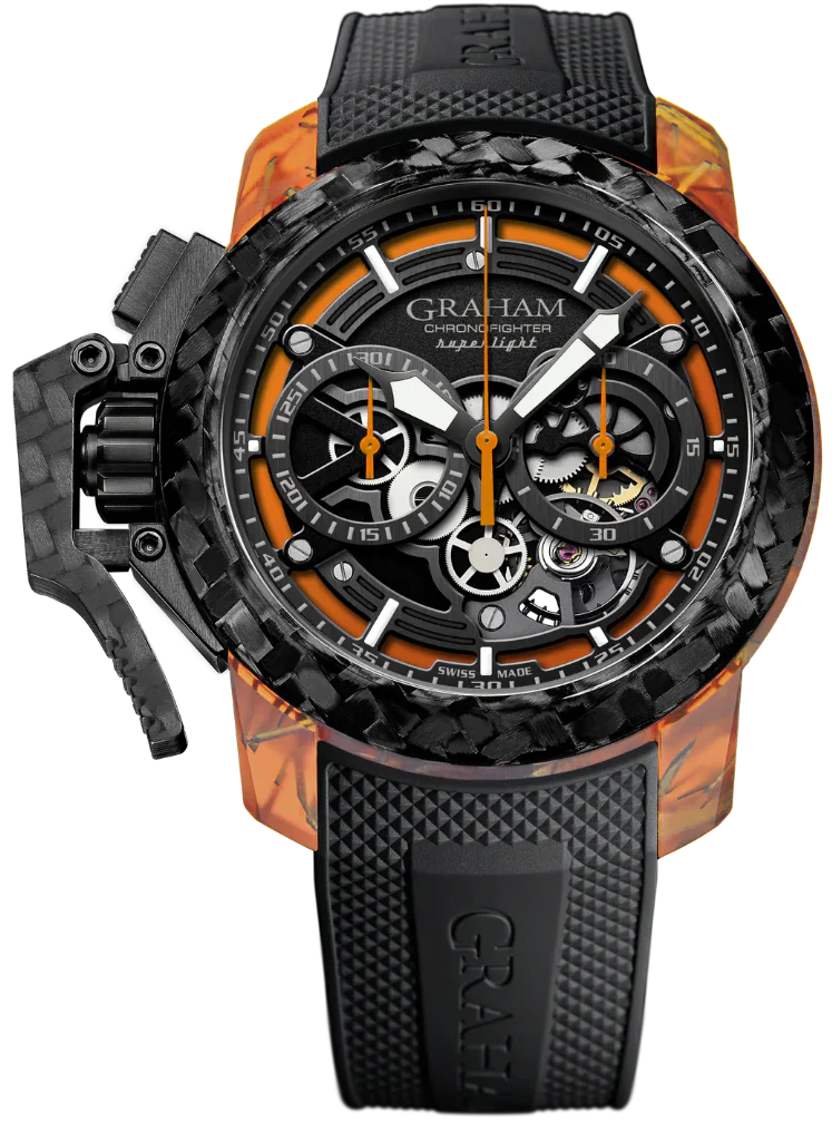Graham Chronofighter Superlight Carbon Skeleton Translucent Orange Watch