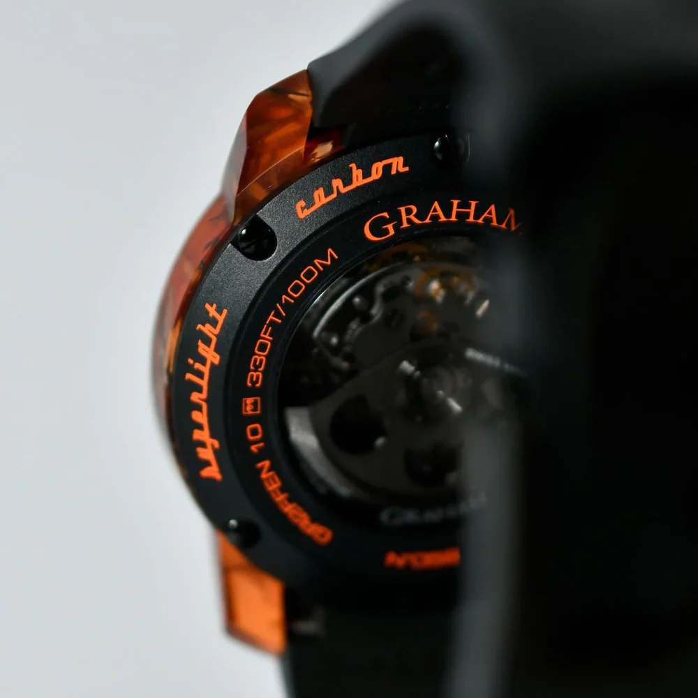 Graham Chronofighter Superlight Carbon Skeleton Translucent Orange Watch - Image 2