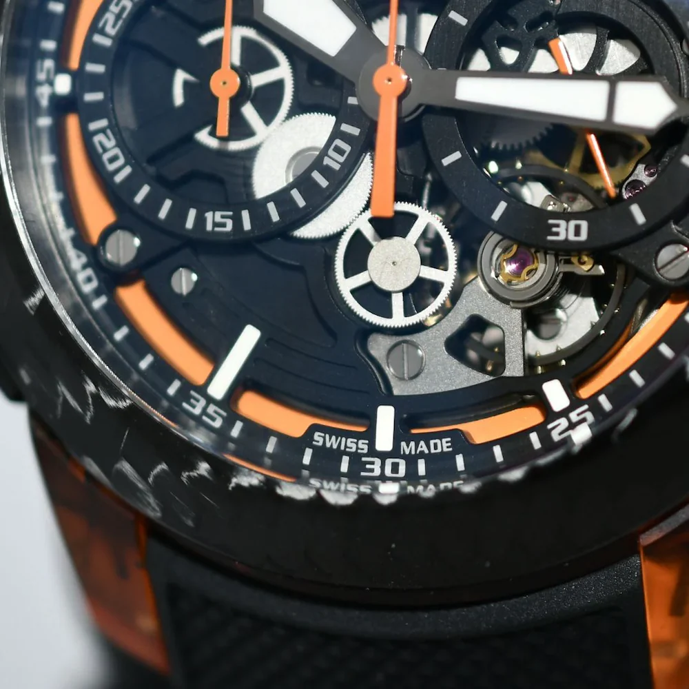 Graham Chronofighter Superlight Carbon Skeleton Translucent Orange Watch - Image 3