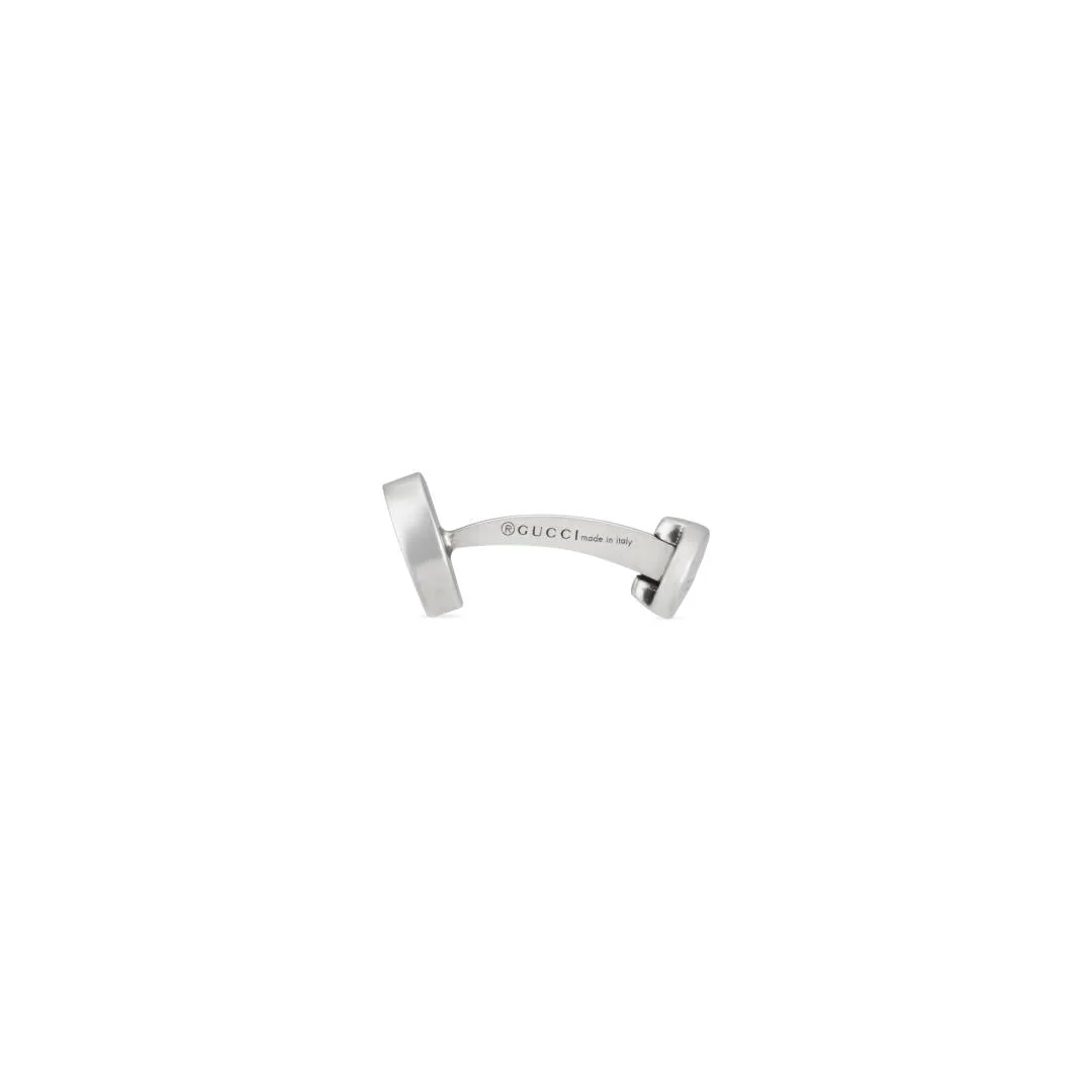 Gucci Interlocking G Motif Sterling Silver Black Enamel Cufflinks D - Image 3
