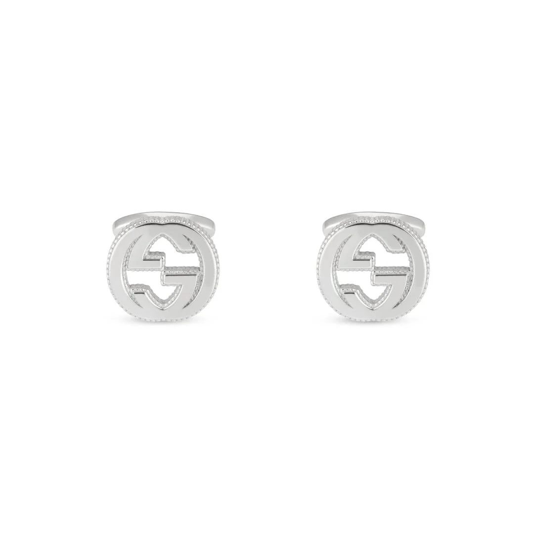 Gucci Interlocking Motif Sterling Silver Cufflinks D