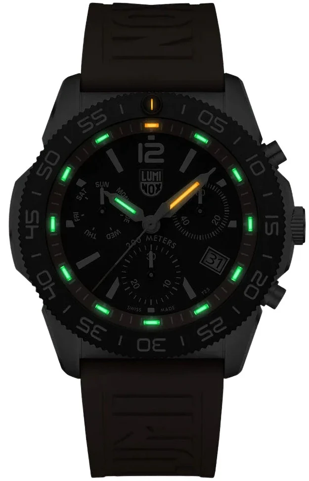 Luminox Pacific Diver Chronograph 44mm 3140 Series Black Orange Watch - Image 2