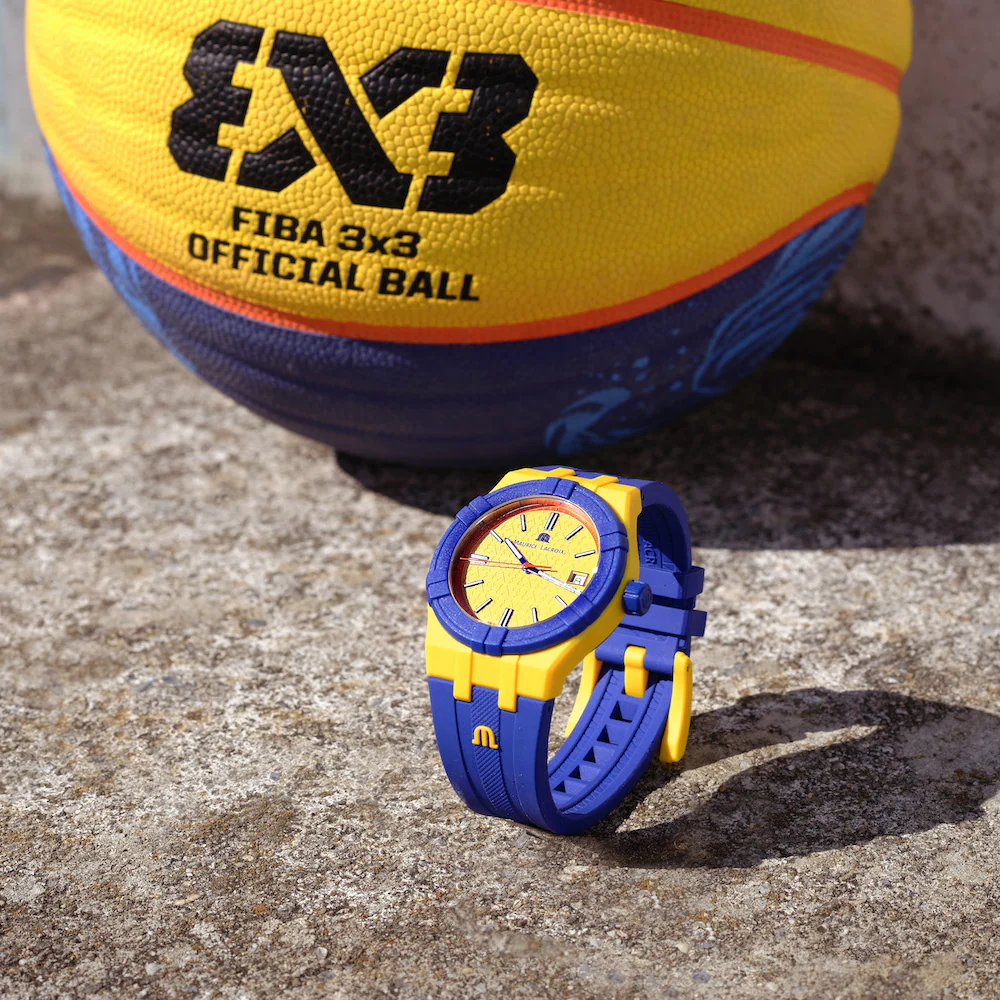Maurice Lacroix Aikon Quartz TIDE FIBA Yellow Blue Special Edition Watch D - Image 2