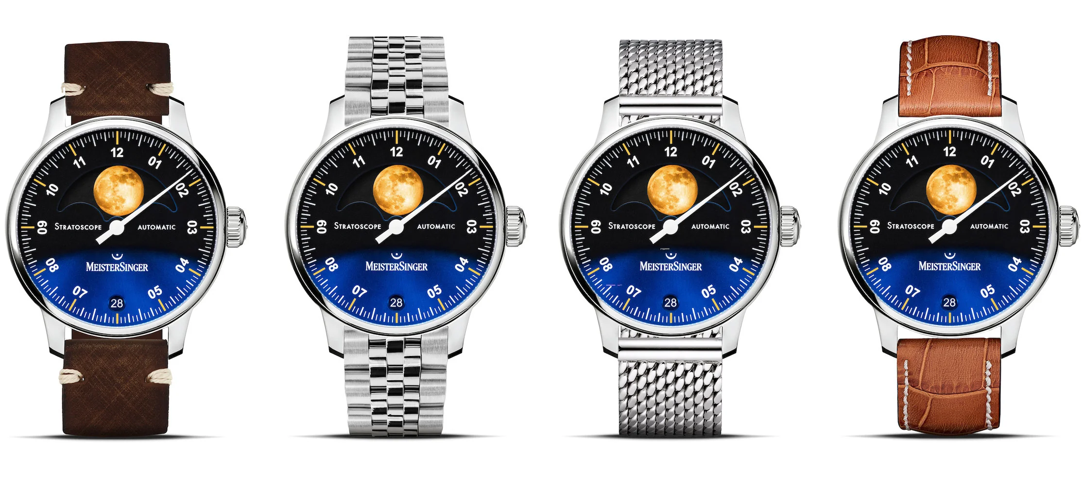 MeisterSinger Stratoscope Golden Moon Milanaise Bracelet Watch - Image 4
