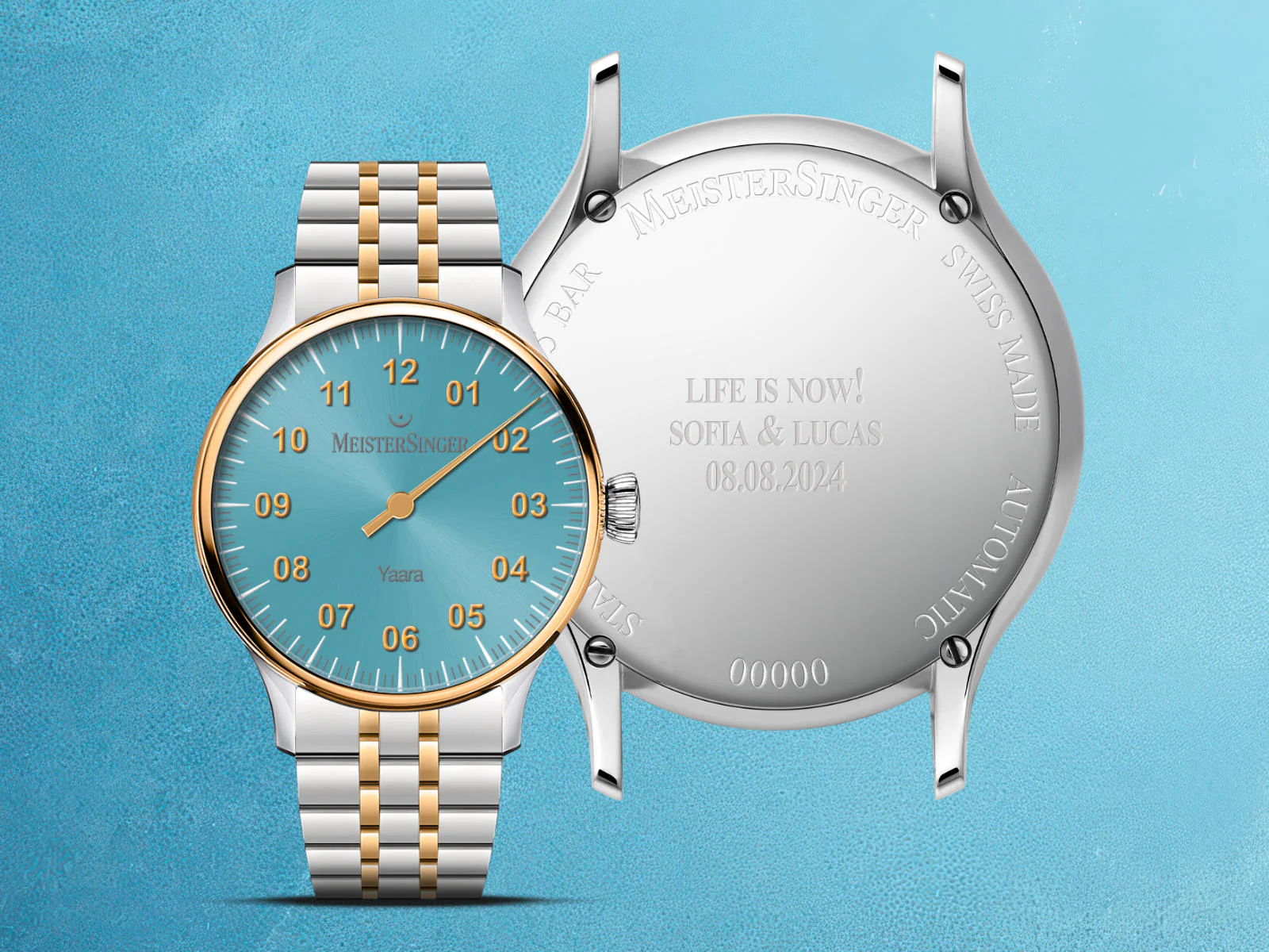 MeisterSinger Yaara Ice Blue Gold Watch - Image 4
