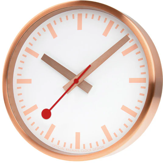 Mondaine Clock Pure Edition Aluminium Brushed Copper