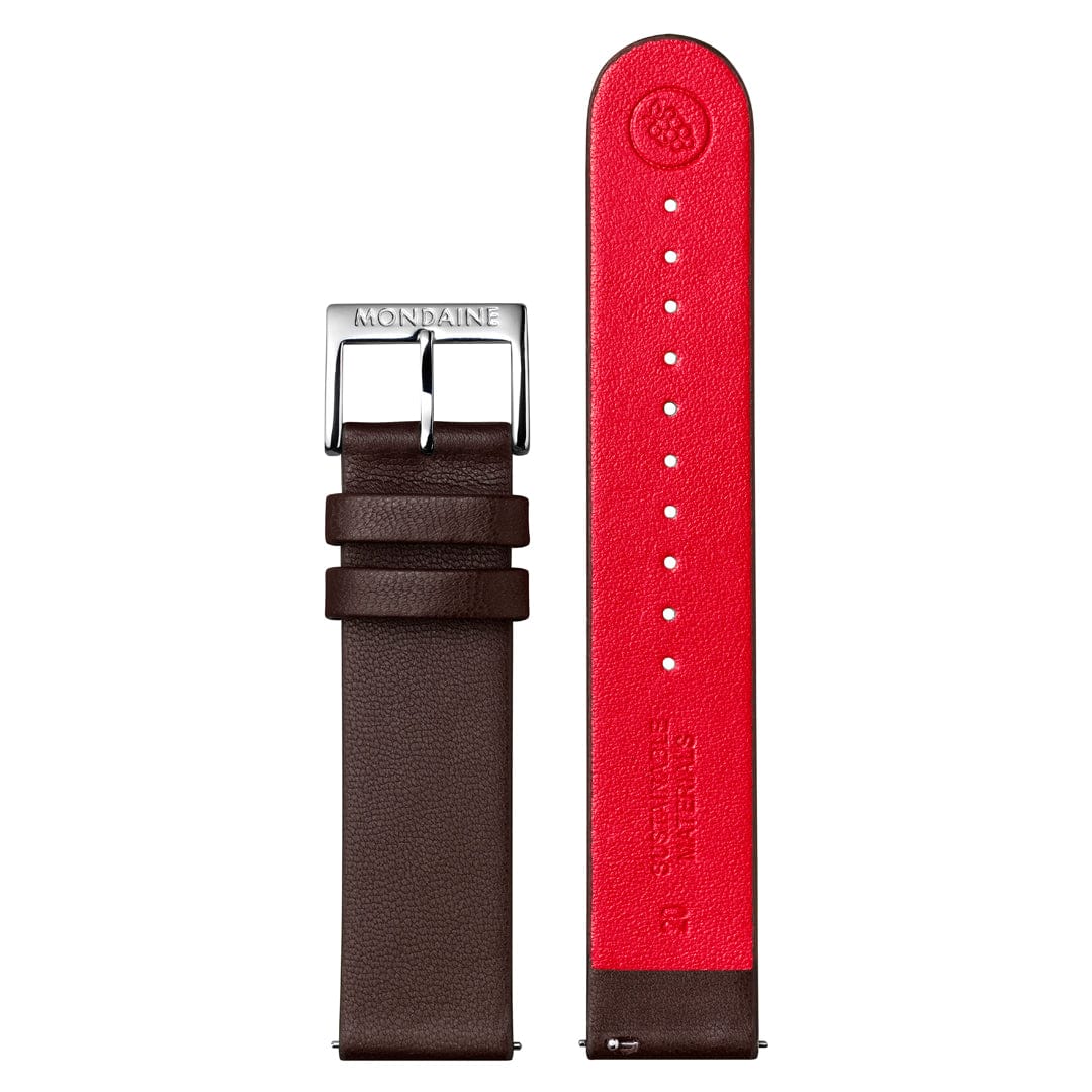 Mondaine Doppio 41mm Brown Vegan Grape Leather Watch - Image 6