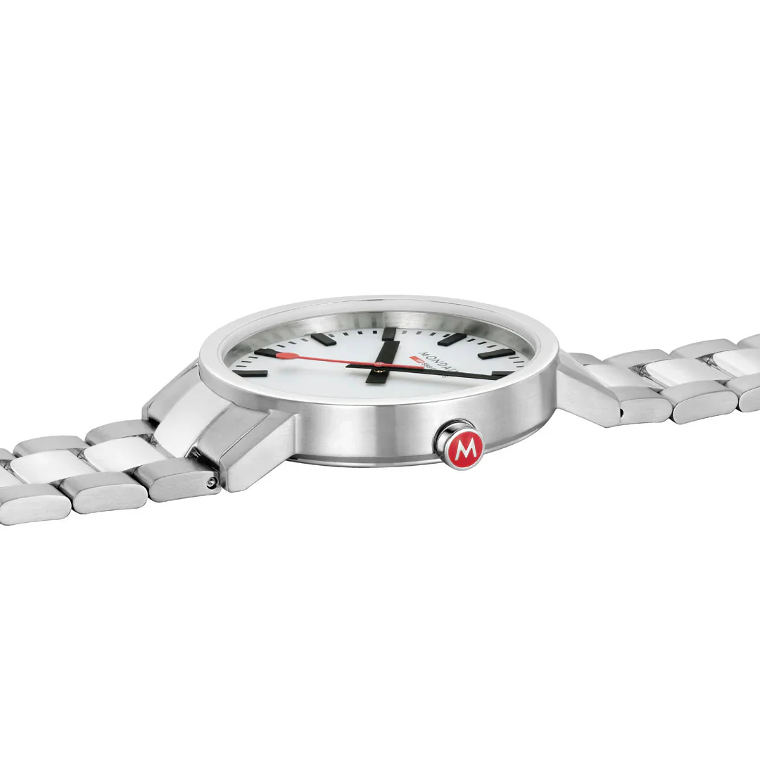Mondaine Classic White Mens Watch - Image 3
