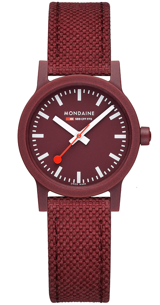 Mondaine Essence Dark Cherry Textile Watch - Image 2