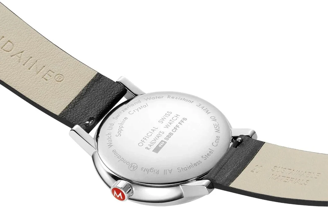 Mondaine Evo2 40mm Black Vegan Grape Leather Watch - Image 2